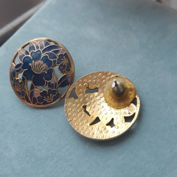 Cloisonné earrings and pin. - Picture 3 of 5